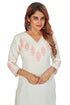 Amchoor White Solid Printed Rayon Kurti for Women's (Peach)