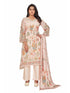 Amchoor Cream Chinon Floral Print KURTI SET for Women's