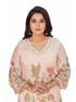 Amchoor Cream Chinon Floral Print KURTI SET for Women's