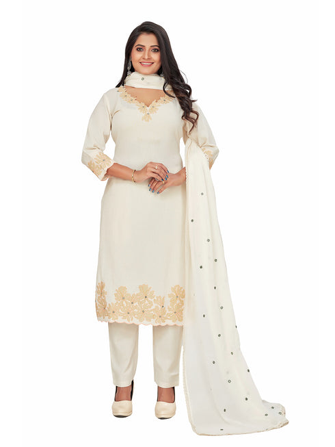 Amchoor Cream Cotton Solid Print KURTI SET for Women's
