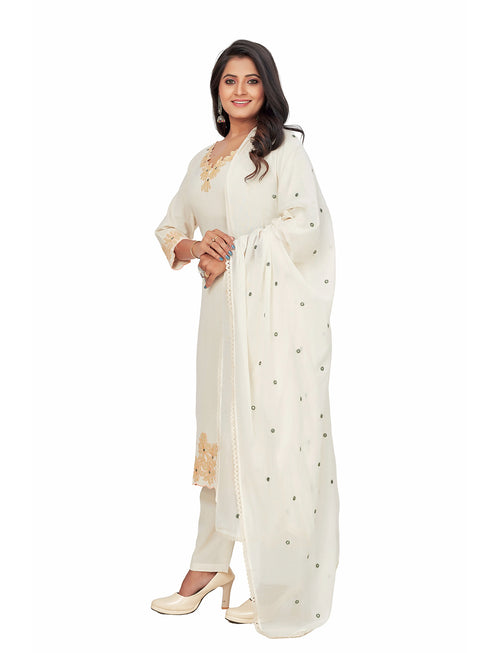 Amchoor Cream Cotton Solid Print KURTI SET for Women's