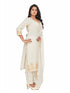 Amchoor Cream Cotton Solid Print KURTI SET for Women's