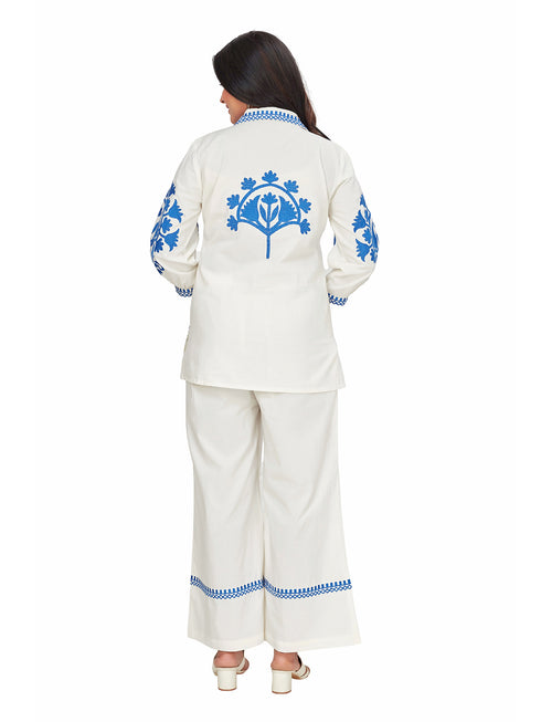 Amchoor Offwhite Cotton Solid Print Co-Ord Set for Women's