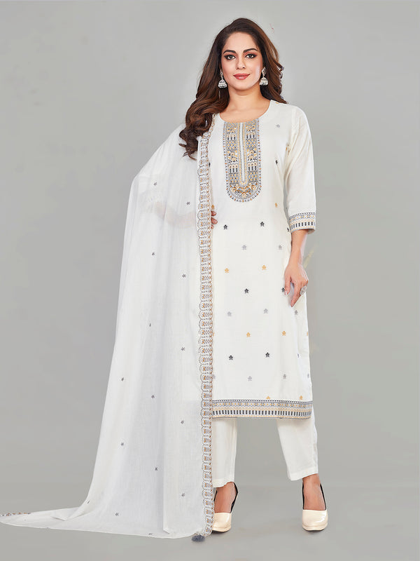 Amchoor Cream Cotton Floral Print KURTI SET for Women's