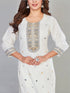 Amchoor Cream Cotton Floral Print KURTI SET for Women's