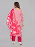 Amchoor Pink Cotton Floral Print KURTI SET for Women's