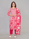 Amchoor Pink Cotton Floral Print KURTI SET for Women's