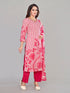 Amchoor Pink Cotton Floral Print KURTI SET for Women's