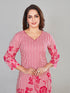 Amchoor Pink Cotton Floral Print KURTI SET for Women's