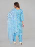 Amchoor Blue Muslin Floral Print KURTI SET for Women's