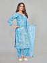 Amchoor Blue Muslin Floral Print KURTI SET for Women's