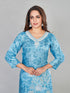 Amchoor Blue Muslin Floral Print KURTI SET for Women's